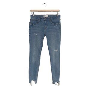 Zara Jeans Women’s  Size 6 US Light Wash Denim Distressed Skinny Cut Frayed‎ Hem